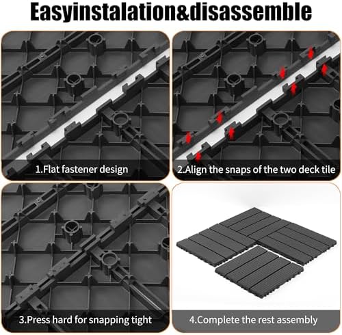 12" Patio Deck Tile, Patio Flooring, 44 Packs Deck Tiles Interlocking Outdoor - Image 4