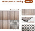 9PCS Rosewood 12"x12" WPC Composite Deck Tiles, Snap Together Interlocking - Image 2