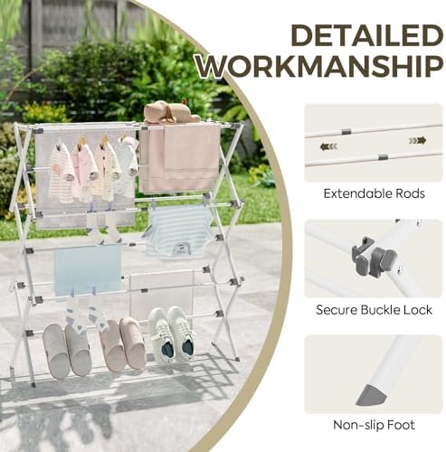 APEXCHASER Extra Large Clothes Drying Rack, 14.57" D × 44.88" H - Image 3