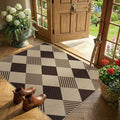 Easy Jute 3x4 Entryway Rug, Washable Non Slip Farmhouse Diamond Checkered by JTJ