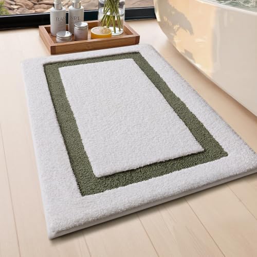Color&Geometry Mini White Bathroom Rugs 24x16, Extra Soft Absorbent Microfiber - Image 3