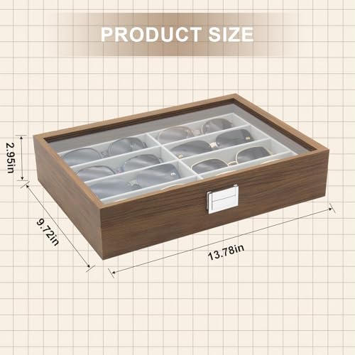 8 Slots Sunglass Organizer, PU Leather Eyewear Display Tray - Image 6