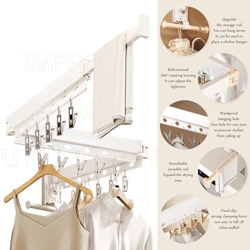 Wall Mounted Collapsible Clothes Drying Rack, Durable Space-Saving Laundry - Image 5