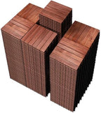 PrimeZone 216 PCS Solid Acacia Wood Interlocking Patio Deck Tiles Outdoor by PrimeZone