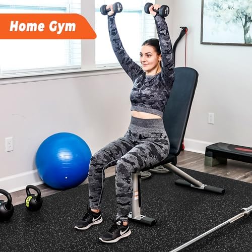 SUPERJARE 0.4'' Thick 12 Pcs 48 Sq Ft Rubber Top Exercise Equipment Mats - Image 2
