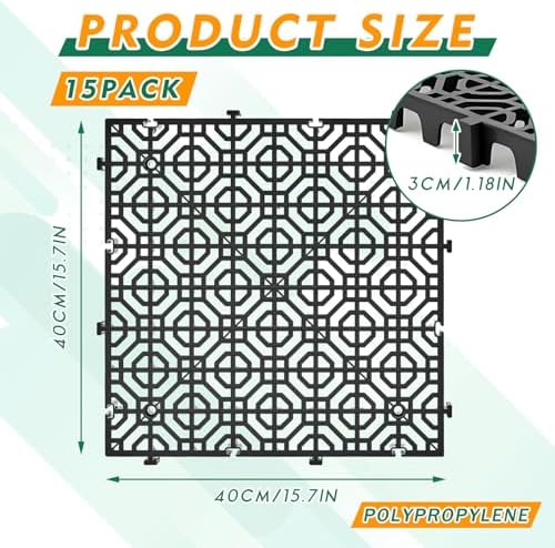 15 Pcs Ground Protection Mats, Interlocking Black 15.7 x 15.7 in - Image 2