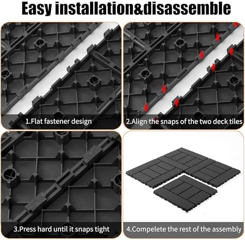 44pcs Plastic Interlocking Patio Deck Tiles, 12 x 12in Waterproof Indoor - Image 6