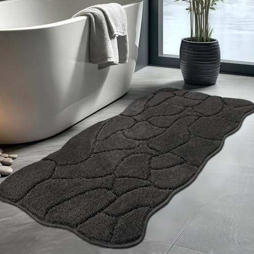 BSICPRO Large Bathroom Rugs Runner, 22x47 Scalloped Bath Mats by BSICPRO