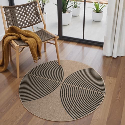Lahome Modern Rainbow Small Round Rug, 3ft Washable Circle Rug by Lahome