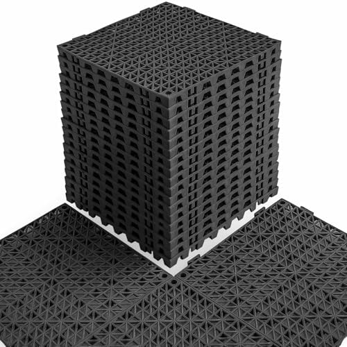 MAXWAVE 18 Pack 12" x 12" Modular Interlocking Floor Mats, Soft PVC Non-Slip by MAXWAVE