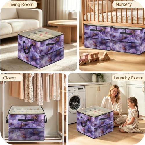 Watercolor Purple Floral Shoe Organizer - Image 7
