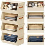 Stackable Closet Organizers and Storage Bins, Open Front Closet Shelf Organizer by DiMJ