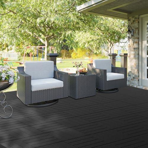 Neoaider 36PCS Plastic Interlocking Decking Tiles 12" x 12", Dark Grey - Image 2