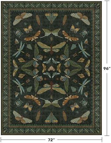 6x8 Dark Green Washable Dining Room Rug - Image 2