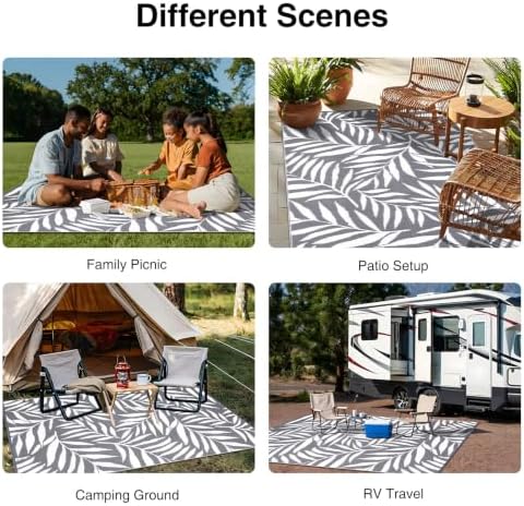 OLANLY Outdoor Rug 6x9 ft Waterproof Reversible Leaf Mat - Image 7