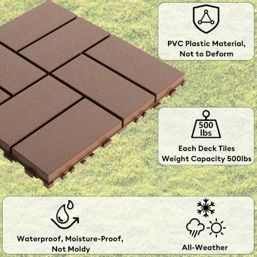 44 Pack Plastic Interlocking Patio Deck Tiles Waterproof All Weather - Image 6