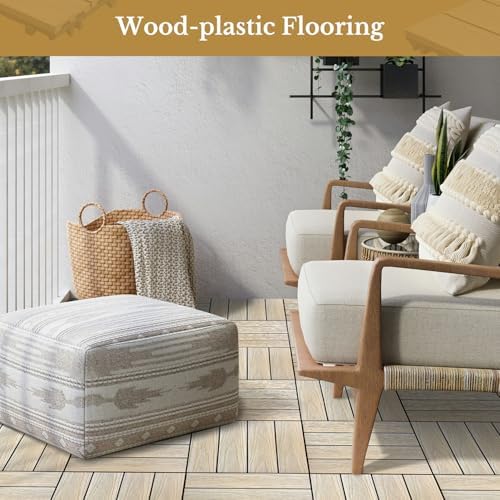 9 PCS WPC Maple Interlocking Deck Tiles 12"x12", Waterproof Patio Flooring – - Image 3