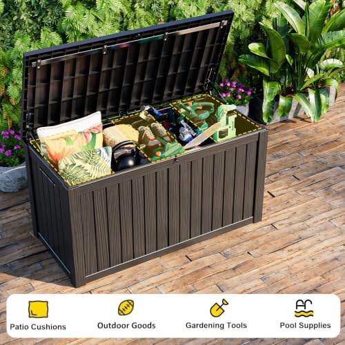 DRATO 180 Gallon Outdoor Storage Box Waterproof, Resin Large Deck Box - Image 4