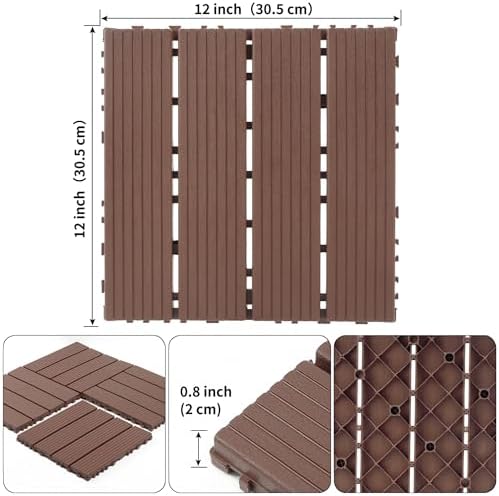 44 Pack Interlocking Deck Tiles, All-Weather Outdoor Deck Tiles - Image 2