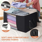 90L Large Storage Bags, 3 Pack Clothes Storage Bins Closet Organizers - Image 4