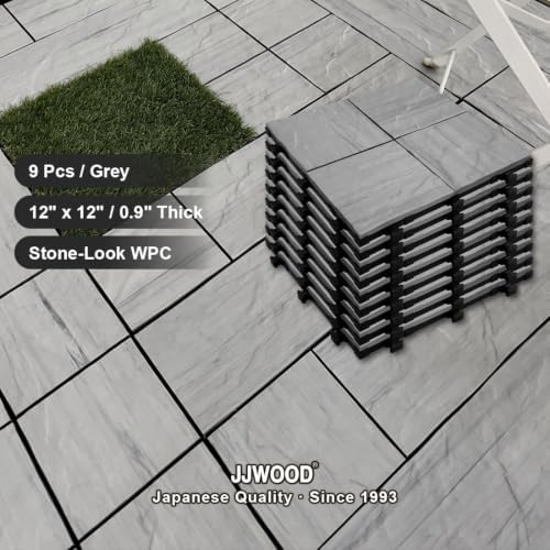 JJWOOD Stone-Look Interlocking Deck Tiles, Matte Rock Texture Outdoor Floor - Image 3