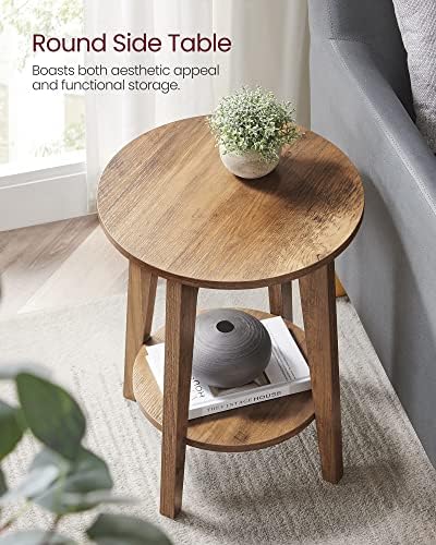 VASAGLE Round Side Table with Lower Shelf, End Table - Image 4