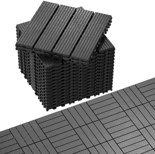 88 Pack Plastic Interlocking Patio Deck Tiles, Patio Floor Decking Tiles by Unknown