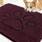 OLANLY Dog Door Mat for Muddy Paws 30x20, Paw Print Design Chenille Mud Mat by OLANLY
