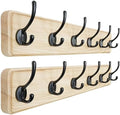 Dseap Coat Rack Wall: 24" Long, Heavy-Duty, 6-Double-Hooks Wooden Wall Mounted by Dseap