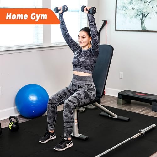 SUPERJARE 0.4'' Thick 24 Pcs 96 Sq Ft Rubber Top Exercise Equipment Mats - Image 2