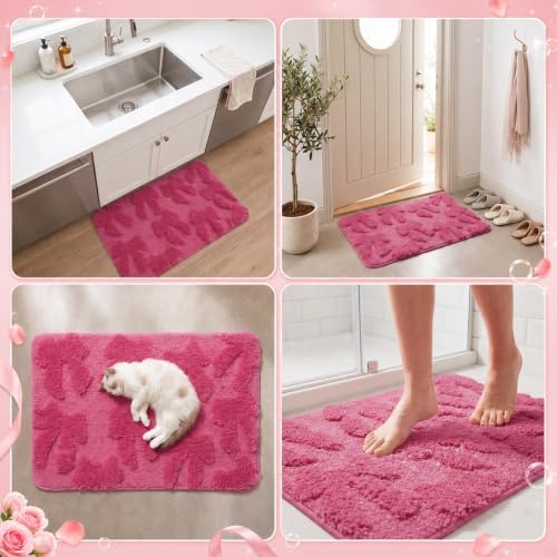 1 Pcs Pink Bow Bathroom Rug, Coquette Non-Slip Mat, 20 x 32 Inch - Image 5
