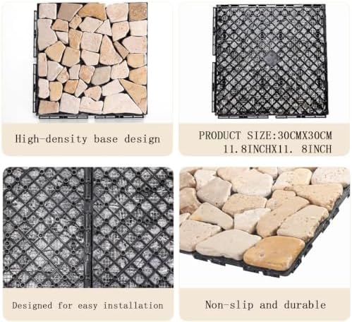 DIY Stone Tile Deck Tile, Durable Patio Garden Interlocking Decking12 6PCS - Image 2