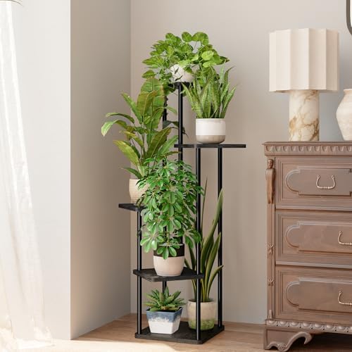 Bamworld Black Plant Stand Indoor Corner Plant Shelf - Image 2
