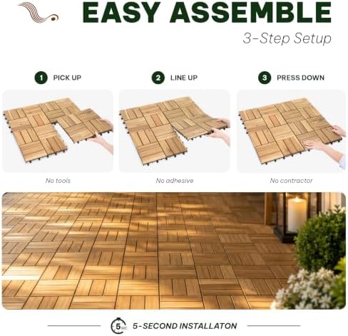 Acacia Interlocking Deck Tiles, 12 Slats - Image 3