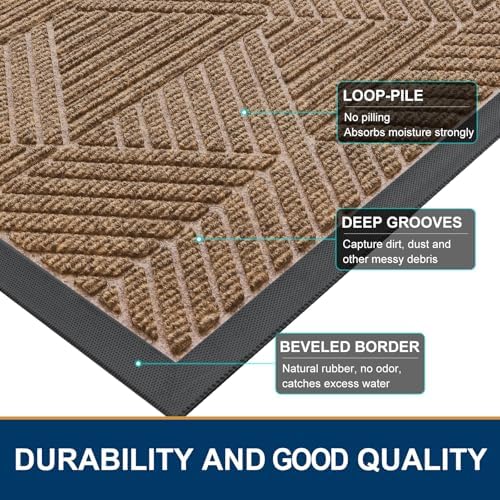 Smiry Front Door Mat Outside Entrance, Low Profile Rubber Doormat - Image 4
