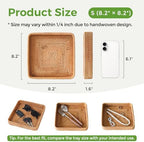 Rattan Serving Tray, Square Wicker Storage Basket - Image 3