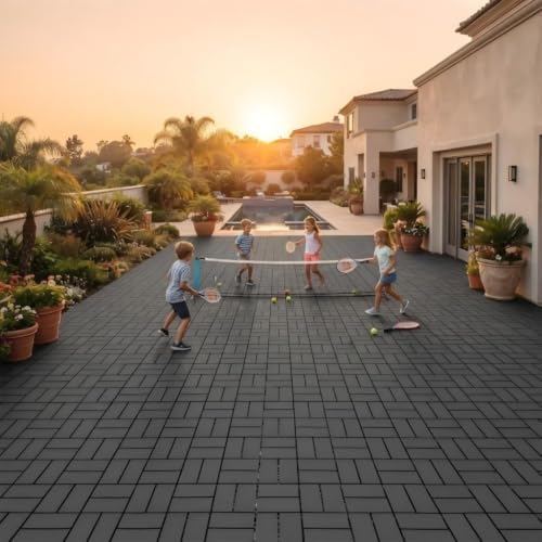 Plastic Interlocking Deck Tiles, 44 Pack, Non-Slip Patio Floor Decking Tiles - Image 6