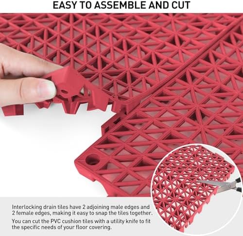 MAXWAVE 18 Pack 12" x 12" Modular Interlocking Floor Mats, Soft PVC Non-Slip - Image 4