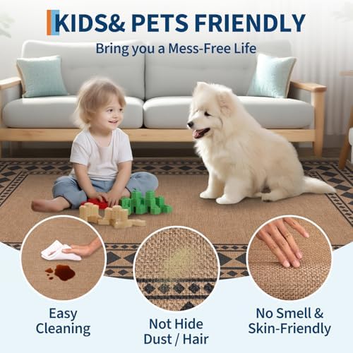 GarveeHome Solid Bordered Easy Jute Rug 5x7 Washable Jute Rugs - Image 7