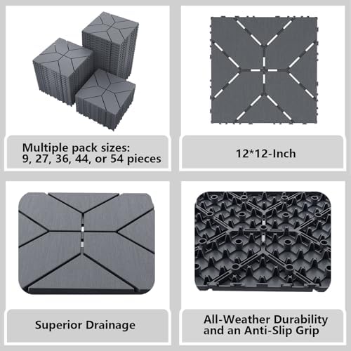 44 Interlocking Deck Tiles 12x12in +12 Edges Trim & 4 Corners - Image 7