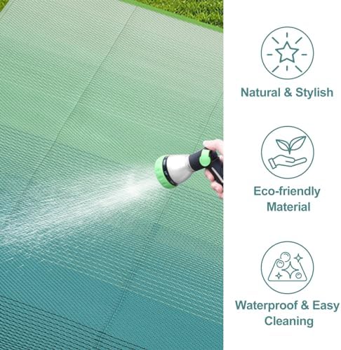 Lahome Outdoor Patio Rug Waterproof 6x9, Plastic Straw Rug Reversible - Image 5