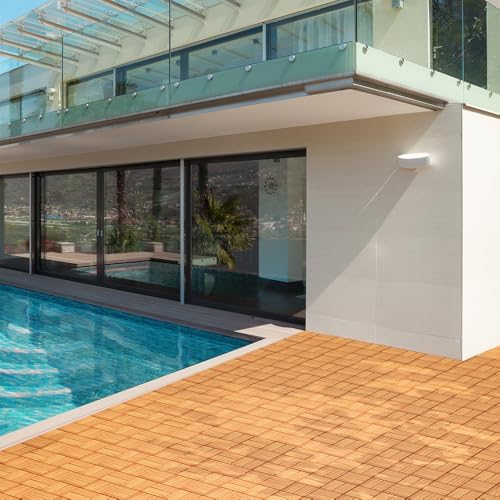 Solid Acacia Wood Interlocking Deck Tiles Snap Together Floor - Image 5