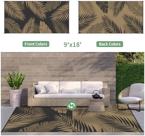 GENIMO Outdoor Rug, Waterproof Plastic Rugs 9'x18' - Image 2
