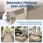 GarveeHome Solid Bordered Easy Jute Rug 5x7 Washable Jute Rugs - Image 7