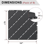 VANCASTLE Interlocking Deck Tiles 9 Pack Dark Grey 12"x12" Patio Pavers - Image 5
