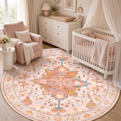 RELEANY Washable Area Rug, Round 5ft by RELEANY
