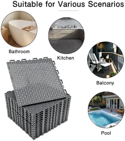 16 PCS Modular Interlocking Cushion Drainage Floor Tiles 10" x10 - Image 6
