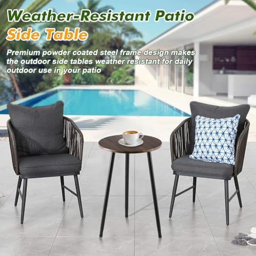 2-Pack Small Side Tables Outdoor Patio Round Accent Table Modern Indoor End - Image 5
