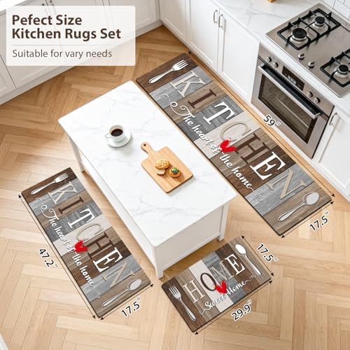 Kitchen Rugs Set 3 Piece, Non Slip Kitchen Mat - Image 2