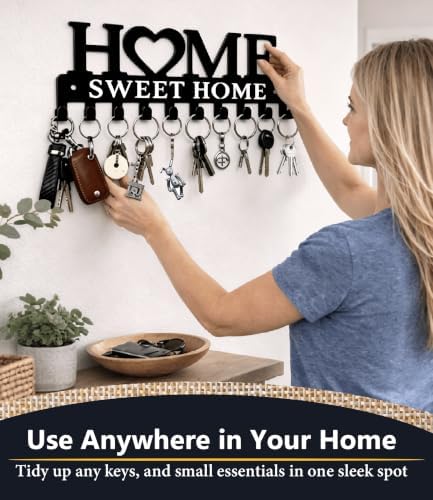 Key Holder Hooks Organizer Hanger Rack Wall Mounted Sweet Home Metal Decor - Image 5